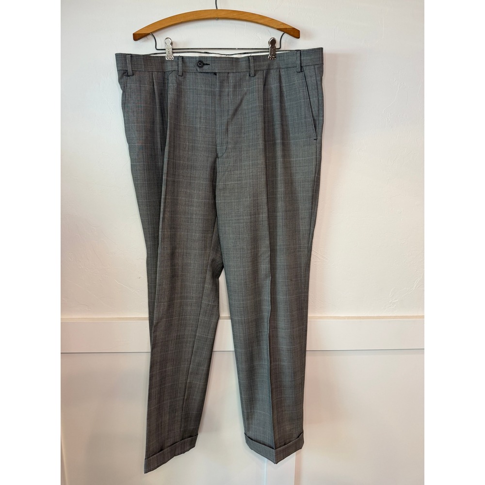 Lauren Ralph Lauren Mens 46R Grey Glen Plaid 100% Wool Suit Pleated Cuffed - Picture 6 of 15